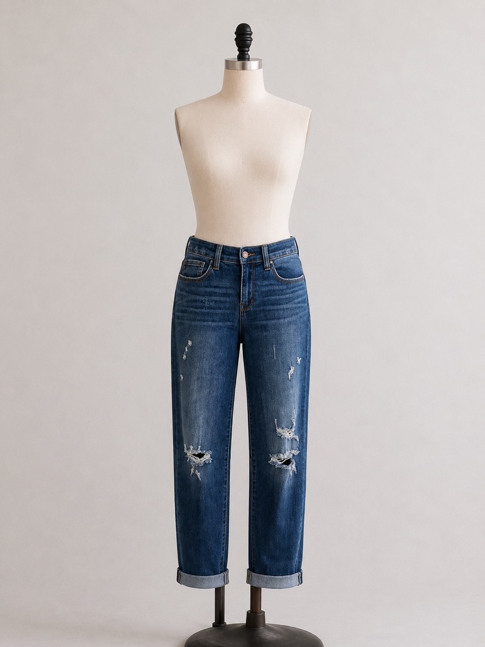 Judy Blue Relaxed Fit Distressed Jeans Size 5 / 27 Medium Wash Mid Rise Stretch